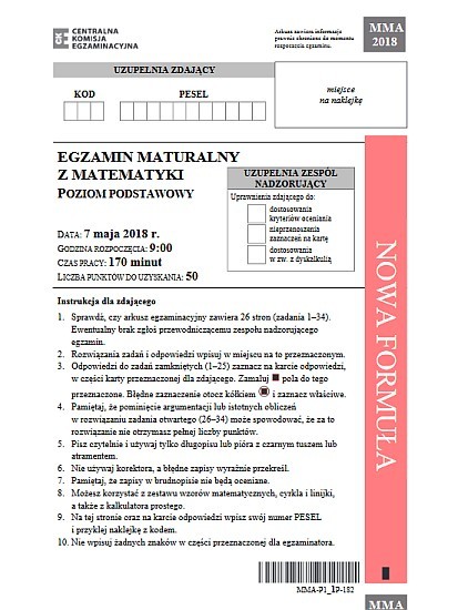 Matura z matematyki. Arkusze, pytania