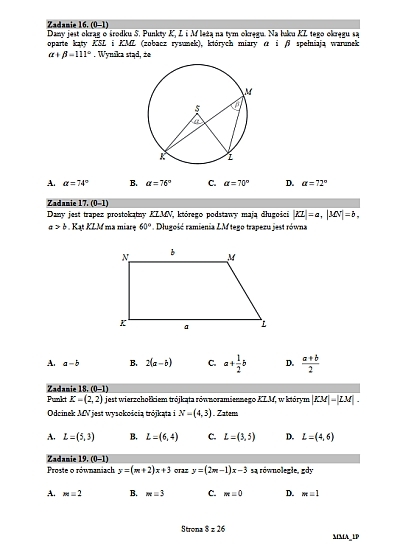 Matura z matematyki. Arkusze, pytania