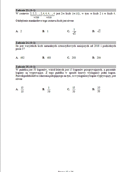 Matura z matematyki. Arkusze, pytania