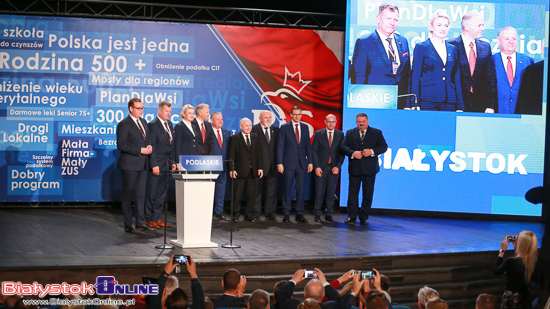 Jarosław Kaczyński i Mateusz Morawiecki w Białymstoku