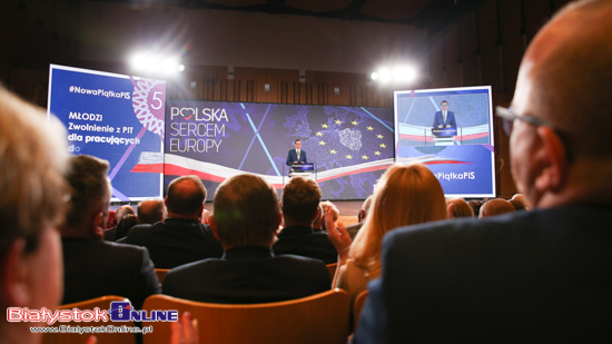 Jarosław Kaczyński i Mateusz Morawiecki w Białymstoku