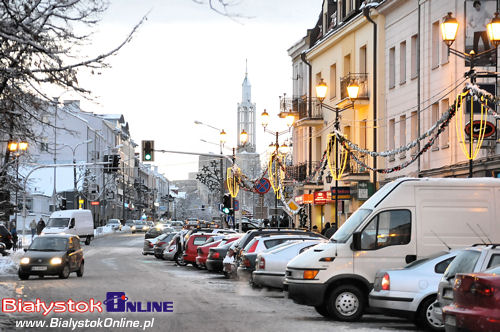 Centrum Białegostoku zimą