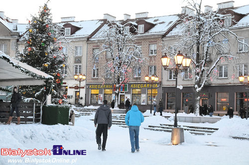 Centrum Białegostoku zimą