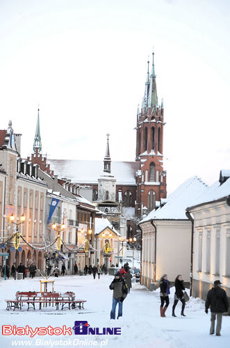 Centrum Białegostoku zimą