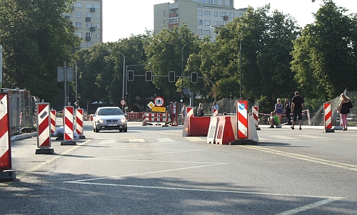 Skrzyżowanie Włókiennicza - Piłsudskiego zamknięte