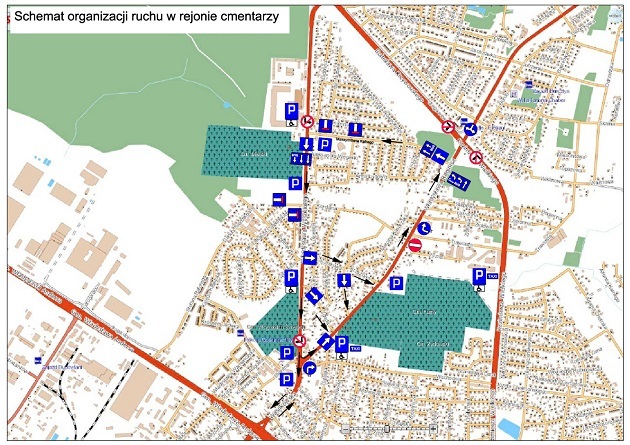 Dodatkowe pasy, ruch jednokierunkowy, zakazy, zalecane parkingi. Zmiany organizacji ruchu